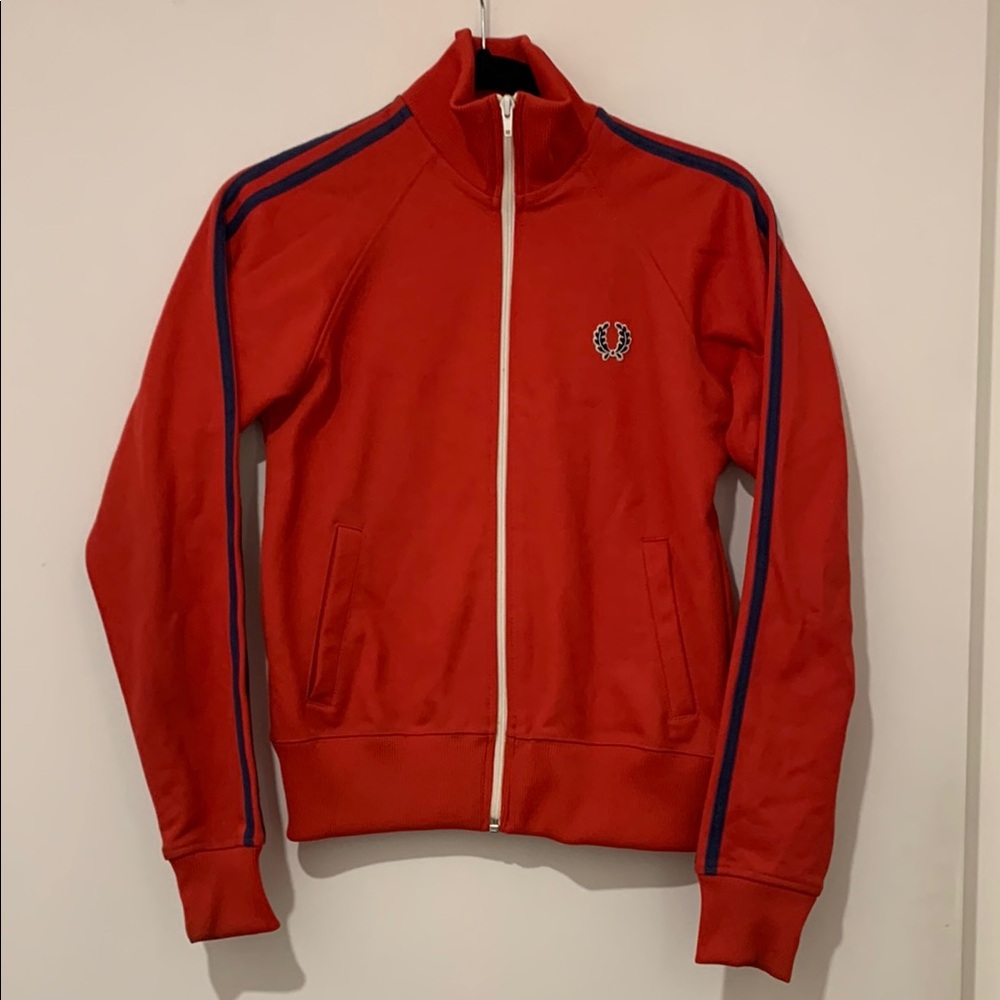 Fred Perry Red Jacket with Navy Stripes